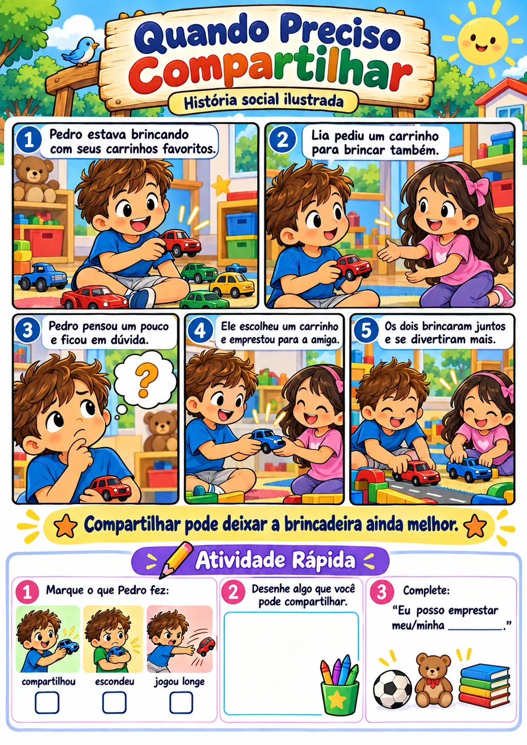 História social ilustrada com sequência em quadrinhos